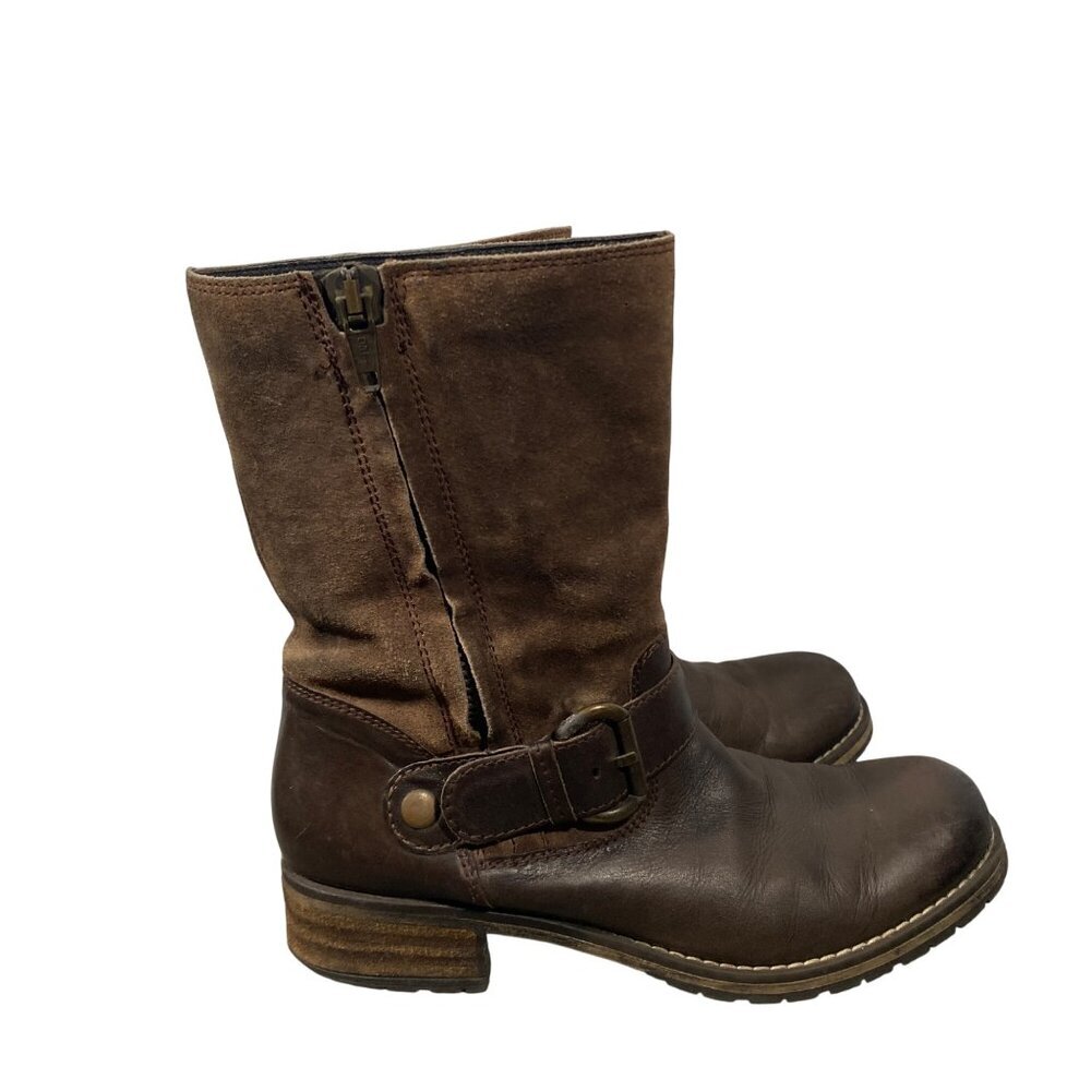 Clarks Womens Majorca Isle Leather & Suede moto Boots Size 9 brown - Picture 4 of 11